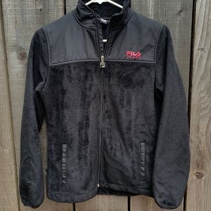 Fila Black Fleece Zip-Up with Pink Logo